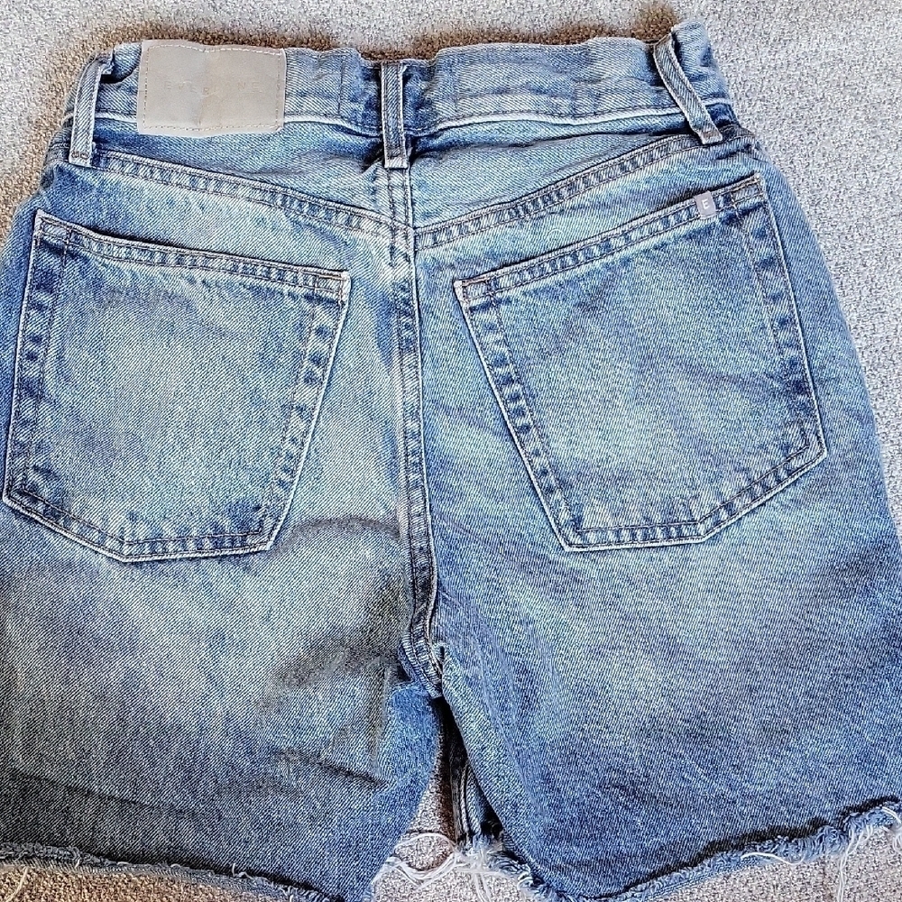 Everlane Blue Jean Shorts High-Waisted Distressed Size 24 - Picture 4 of 10